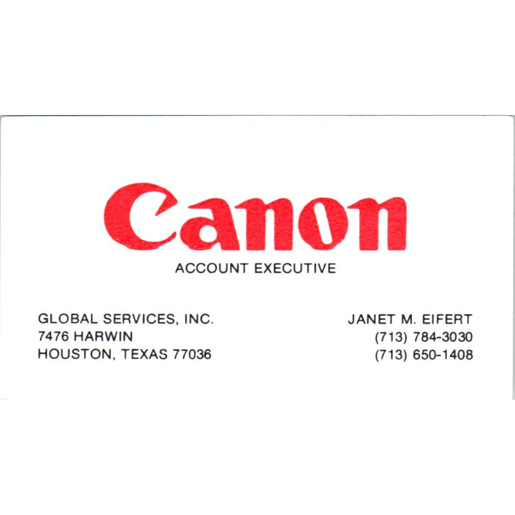 Janet M. Eifert Canon Account Executive Houston Vintage Business Card SE3-B2