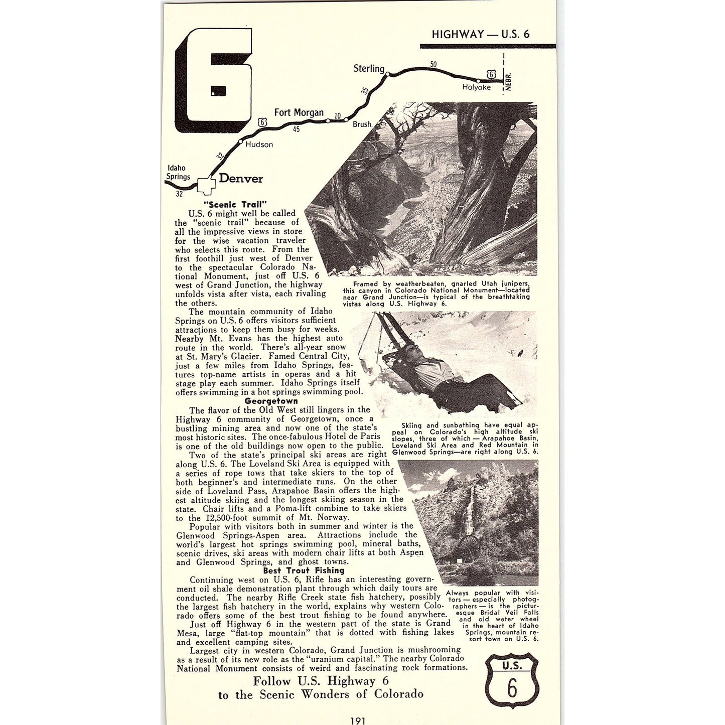 Colorado US Highway 6 Attractions 1958 Ad AG1-8