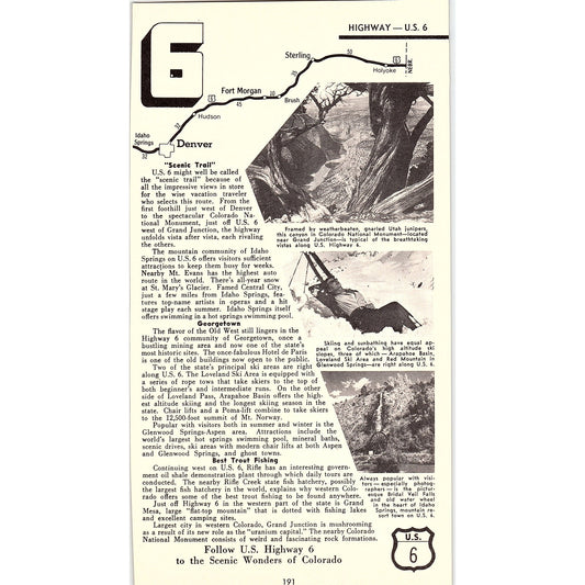 Colorado US Highway 6 Attractions 1958 Ad AG1-8