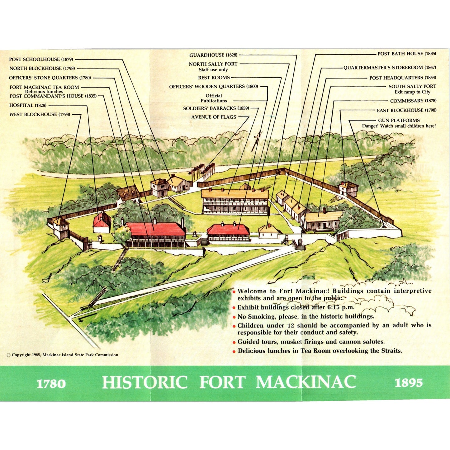Vintage Historic Mackinac Island Michigan Fold Out Travel Brochure H5-5