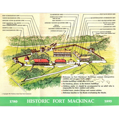 Vintage Historic Mackinac Island Michigan Fold Out Travel Brochure H5-5