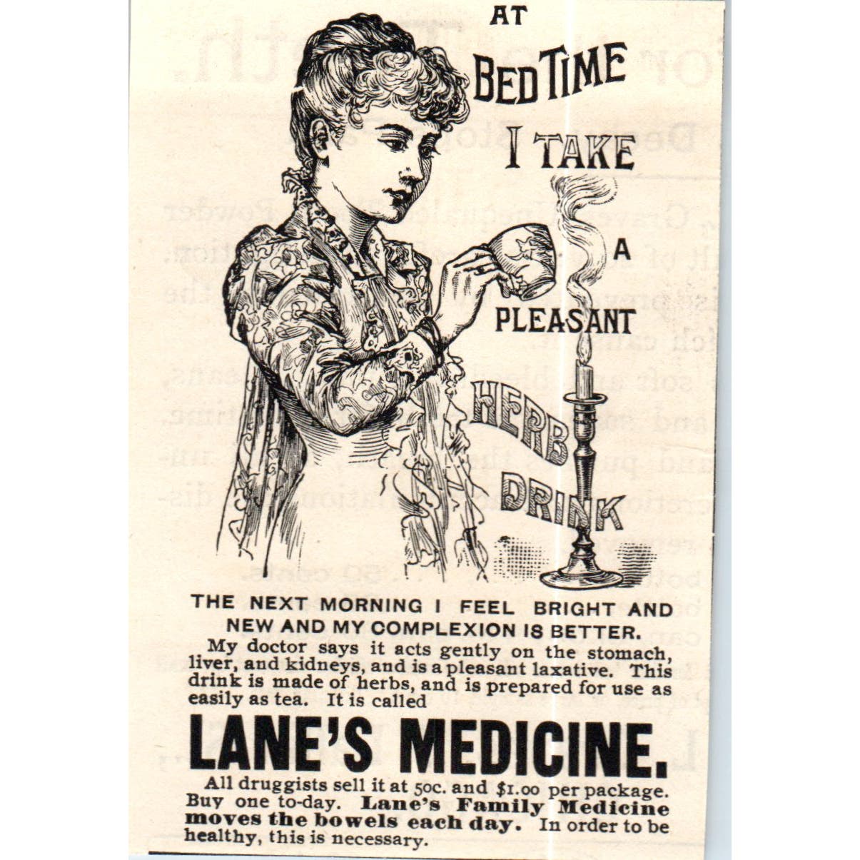 Lane's Medicine Herb Drink c1890 Victorian Ad AE8-CH8