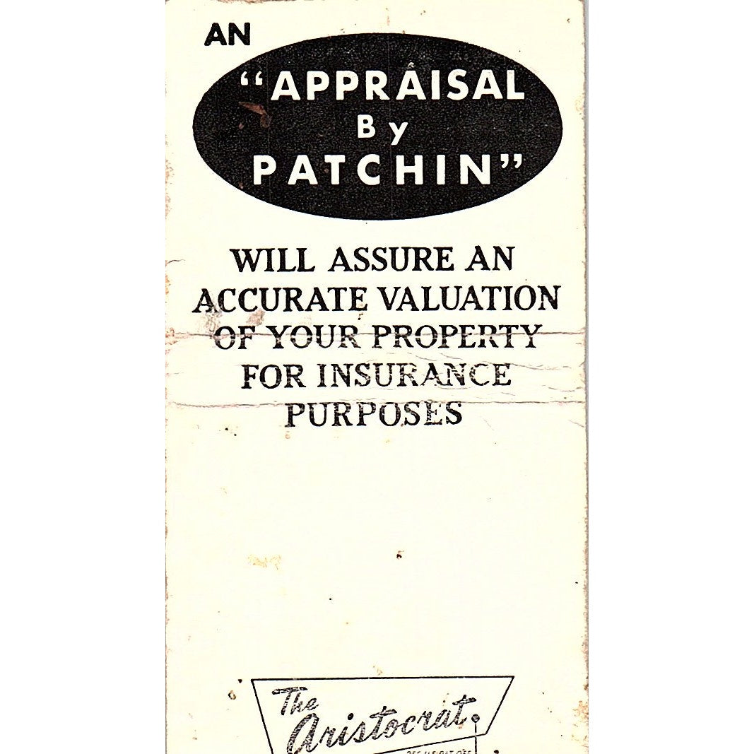 Patchin Appraisals Inc Excelsior Blvd Minneapolis Vintage Matchbook Cover SC7-Y3