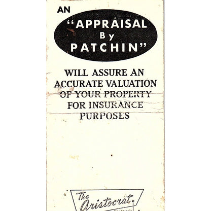 Patchin Appraisals Inc Excelsior Blvd Minneapolis Vintage Matchbook Cover SC7-Y3
