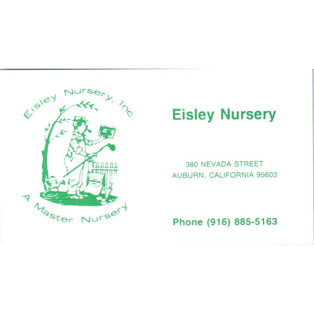 Eisley Nursery Auburn CA Vintage Business Card SD8-B19