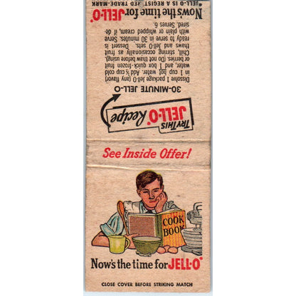 Jell-O 30 Minute Jello Recipe Vintage Matchbook Cover SF4-Y2