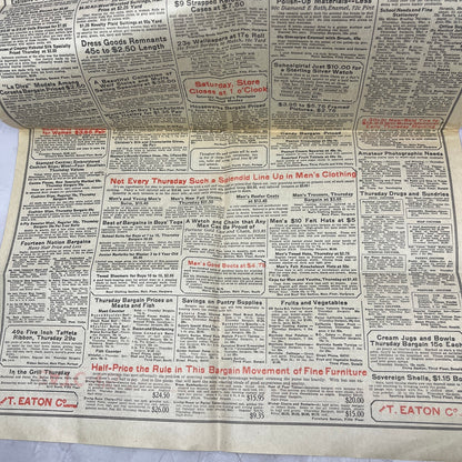 The T. Eaton Co Thursday Bargain News  - Winnipeg Manitoba 1920 Ad AG2-4