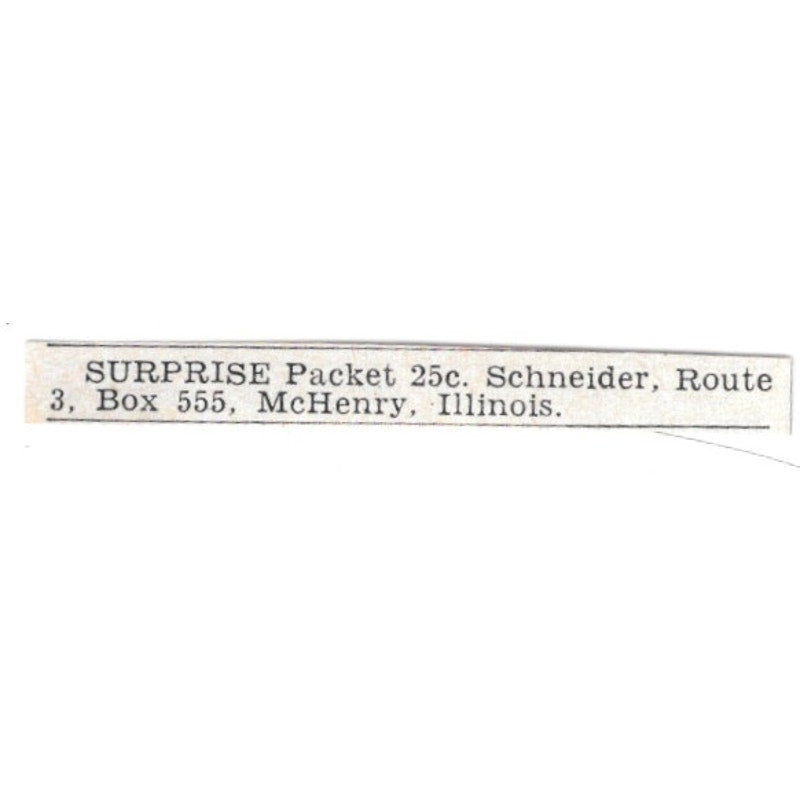 Surprise Packet Stamps - Schneider, McHenry IL 1955 Ad AG1-S9