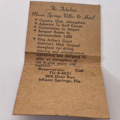 King Arthur's Court of Miami Springs Villas Vintage Matchbook Cover TB8-MB-11