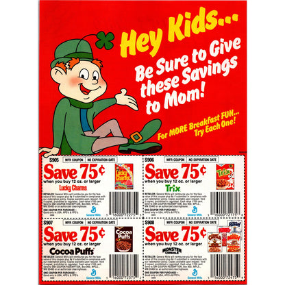 Lucky Charms Cereal Coupon Savings General Mills 1989 Ad B21