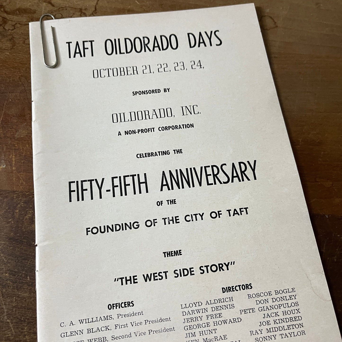 City of Taft 55th Anniversary Oildorado Days Souvenir Program 1965 6 Pages AF8-5