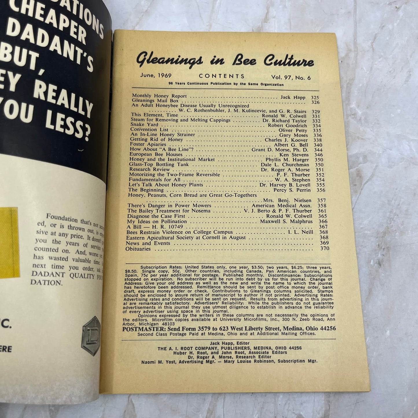 1969 June Gleanings in Bee Culture Magazine Bees Beekeeping Honey TD7