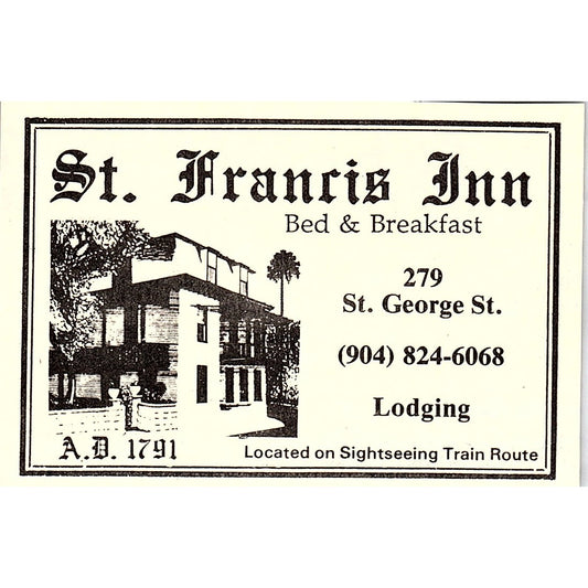 St. Francis Inn Bed and Breakfast St. Augustine FL 1989 Ad AF9-M1