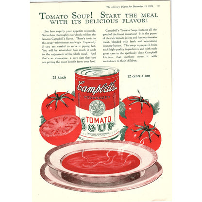 Campbell's Tomato Soup - Dec 19, 1925 Ad AG2-3