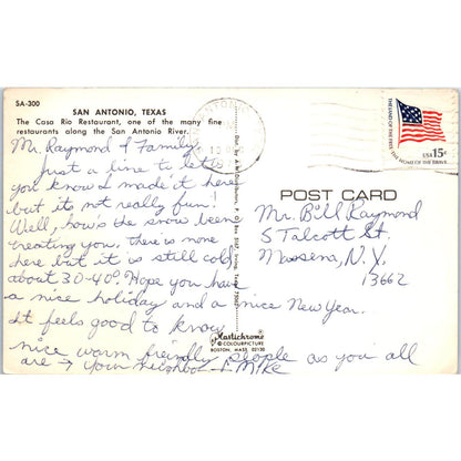 1978 Casa Rio Restaurant San Antonio Texas Vintage Postcard PD1