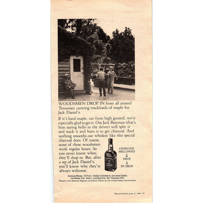 Jack Daniels Tennessee Whiskey - Woodsmen Drop In Jack Bateman 1984 Ad V14-7