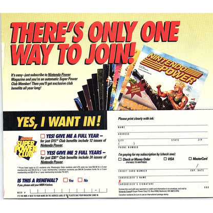 Nintendo Power Super Power Club Order Blank 1974 Ad AG1-11