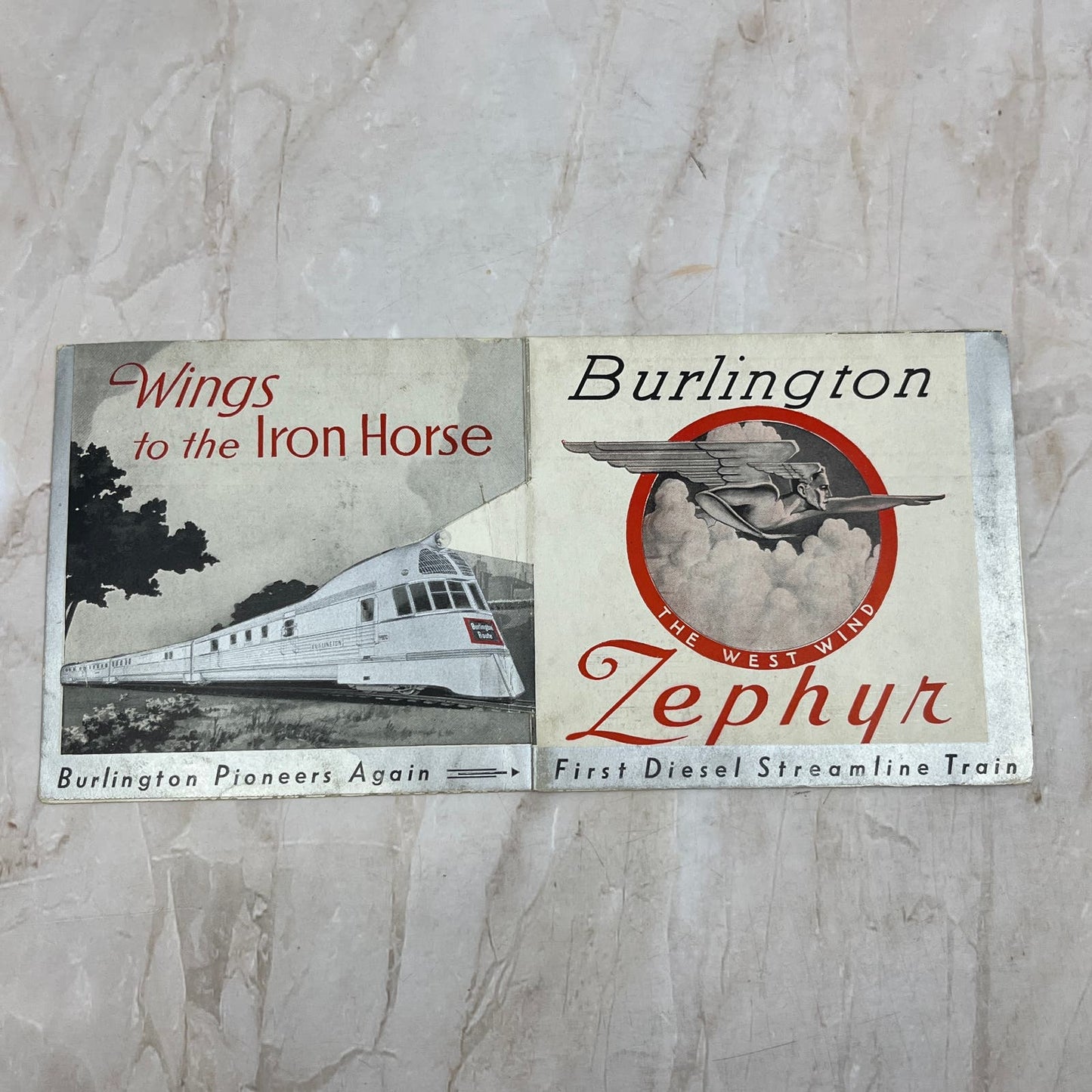 1934 Burlington Route Zephyr Wings to the Iron Horse Railroad Brochure TI8-S3