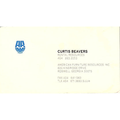 Curtis Beavers American Furniture Resources Roswell GA Vtg Business Card SC9-B7