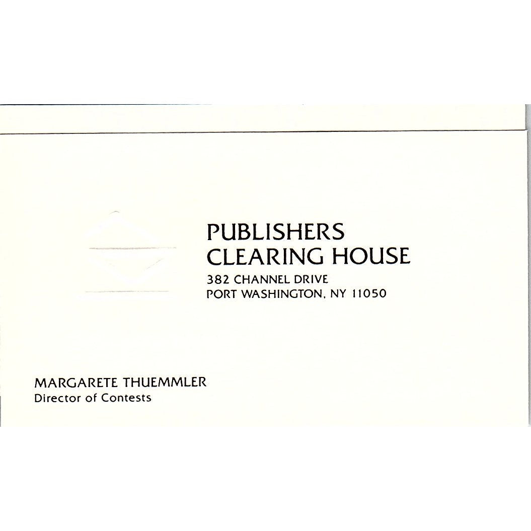 Margarete Thuemmler Publishers Clearing House NY Vintage Business Card SD9-B13