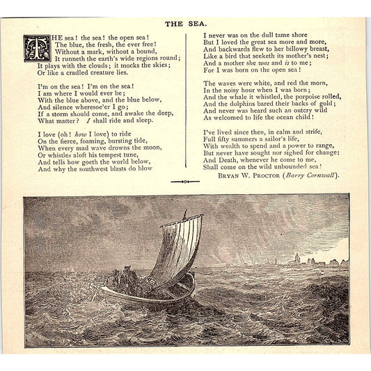 The Sea - Bryan W. Proctor Barry Cornwall 1884 Poem AG3-1