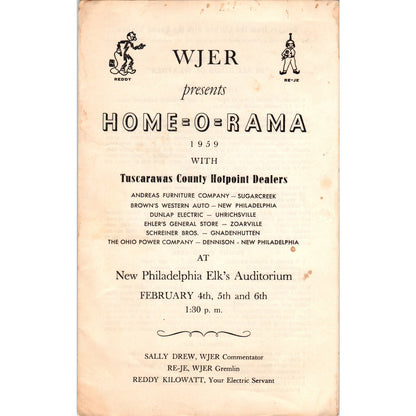 1959 WJER Home-O-Rama Reddy Kilowatt Hotpoint Electric Appliances Program AE9-X2