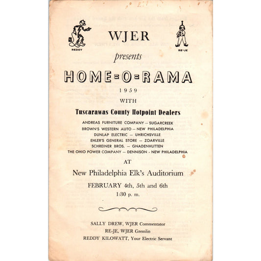 1959 WJER Home-O-Rama Reddy Kilowatt Hotpoint Electric Appliances Program AE9-X2