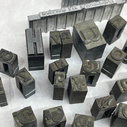 Huge Lot of Vintage Letterpress Printers Block Plates - Mostly Letters, Numbers TG8