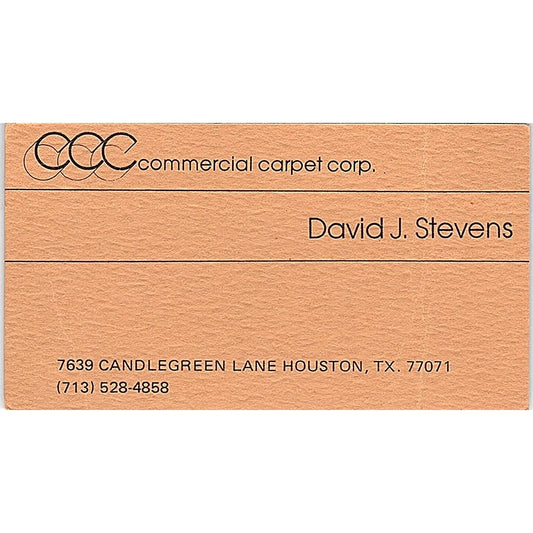 Commercial carpet corp David J Stevens Houston TX Vintage Business Card SF3-B6