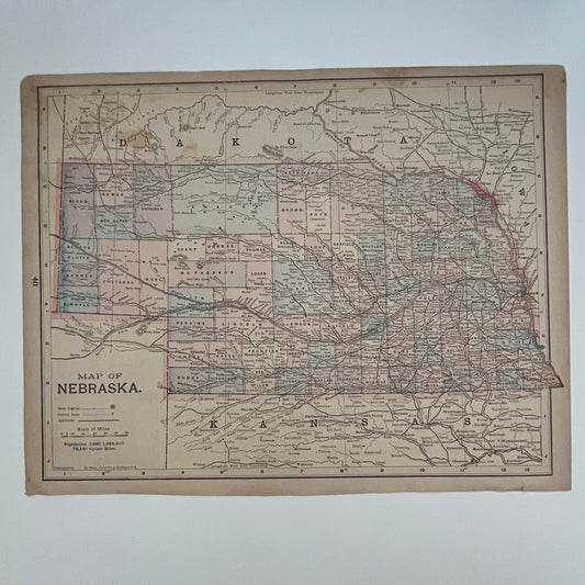 Map of Nebraska and Kansas 1894 Map SV1-6