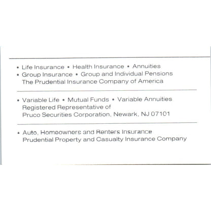 Ray J. Horvath The Prudential Houston TX Vintage Business Card SD8-B21