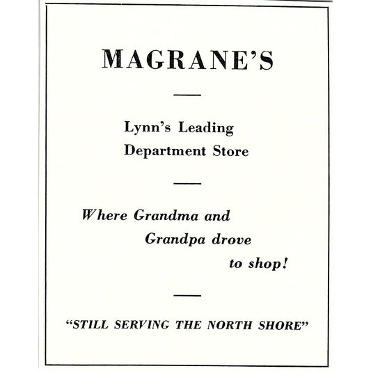 Magrane's Department Store Lynn MA Mercedes 1950 Ad AF6-M7