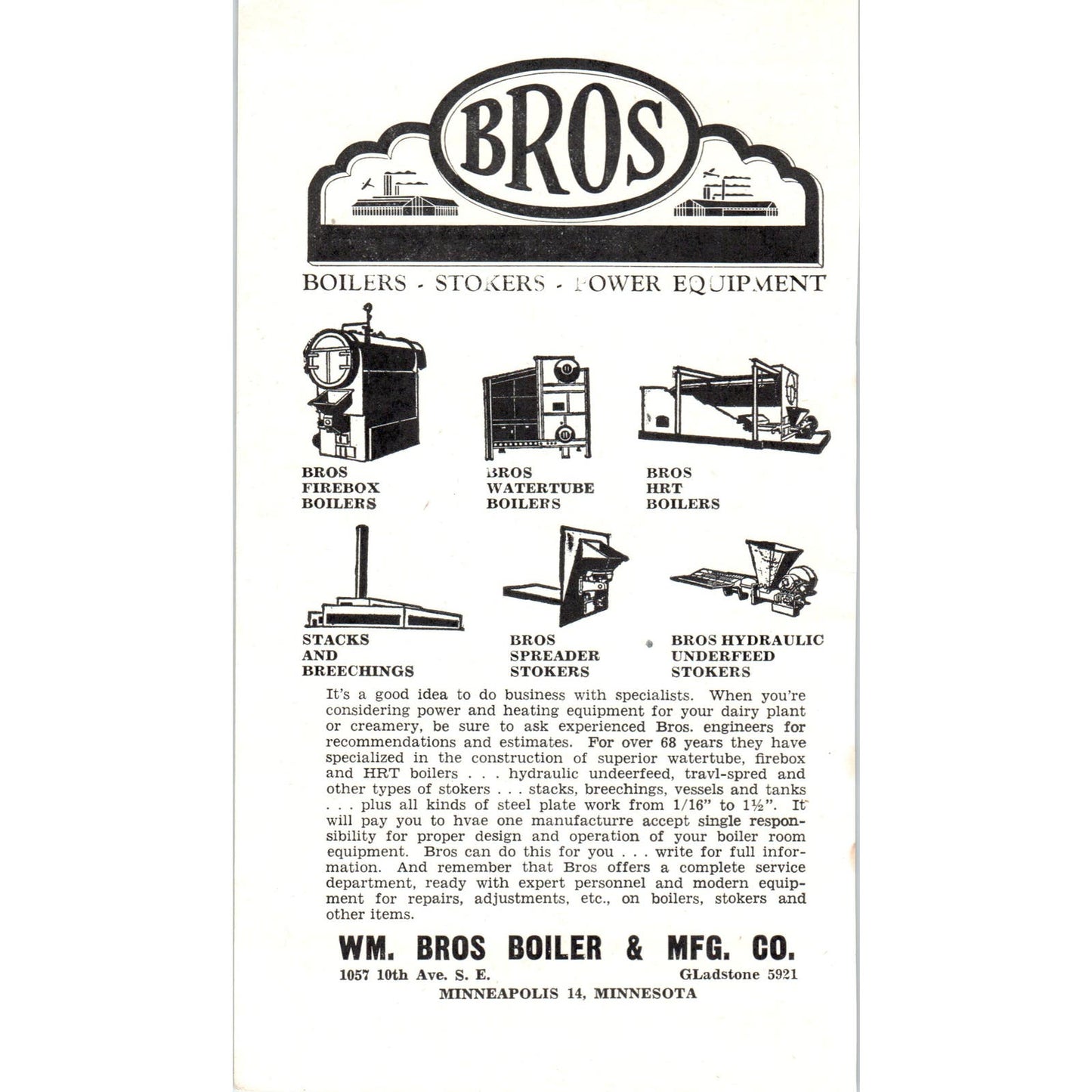 Wm. Bros Boiler & Mfg Co, Anderson Chemical Co Herbert Otte 1953 Ad AE9-DC1