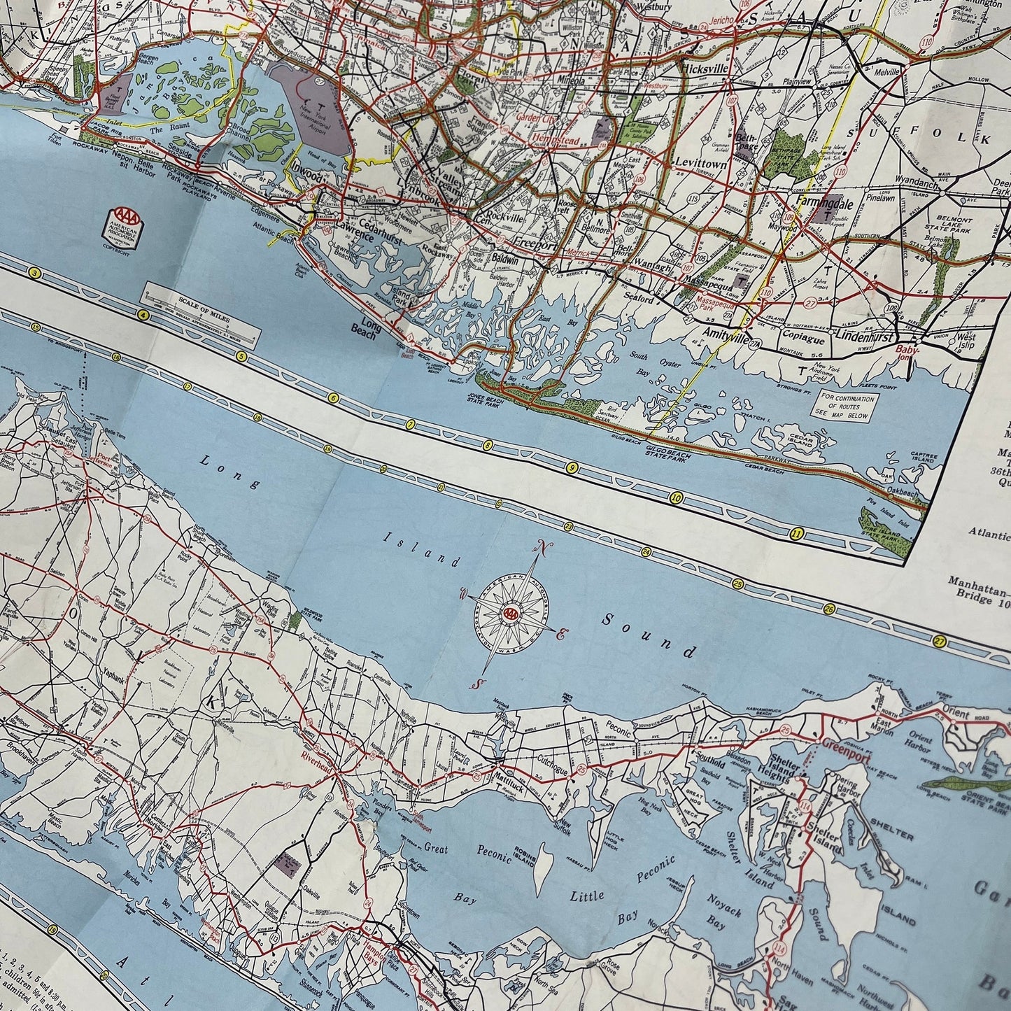 1962 New York City & Long Island AAA Fold Out Travel Map TH2-Y1