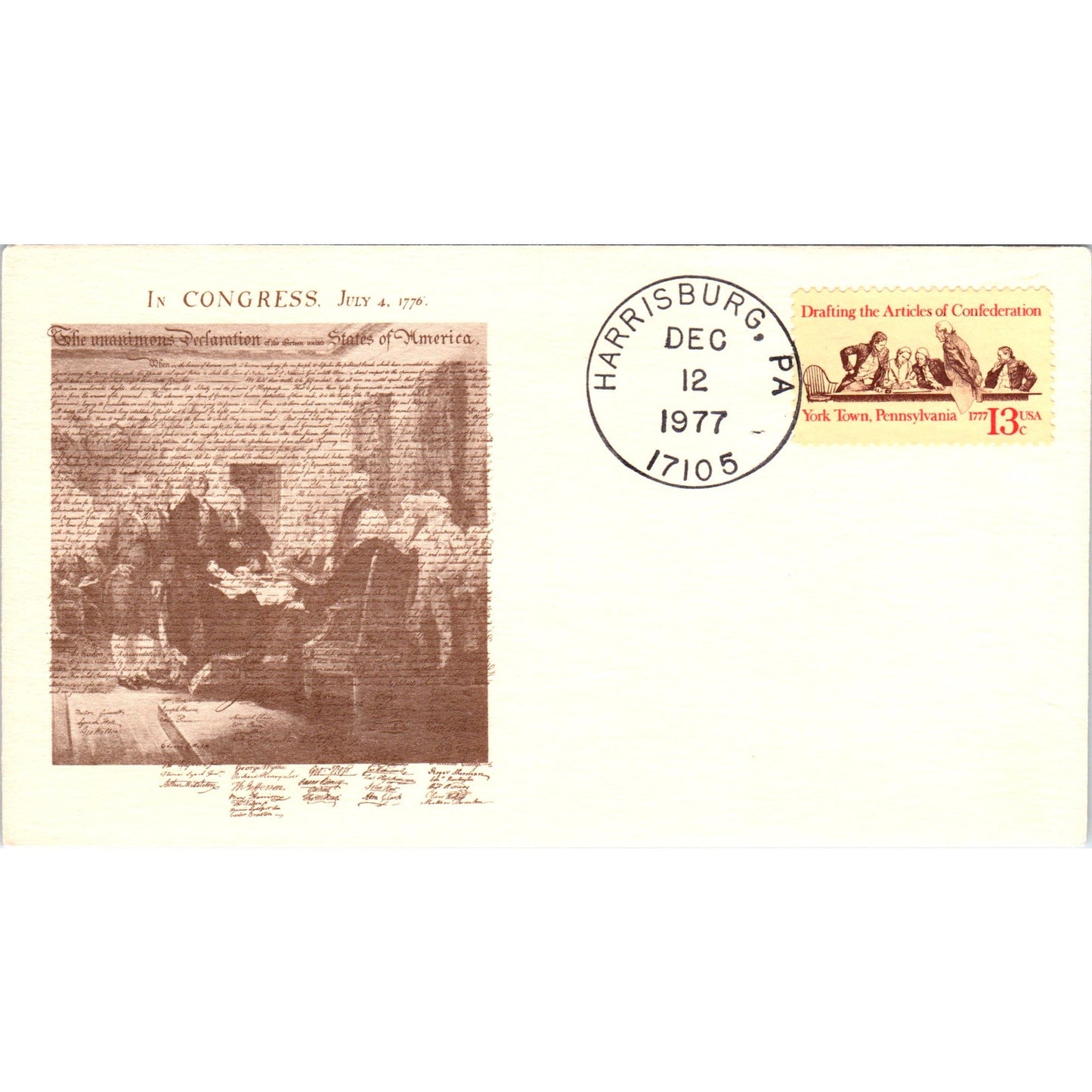 1977 Declaration of Independence Drafting Articles Harrisburg PA Cover TI5-PC1