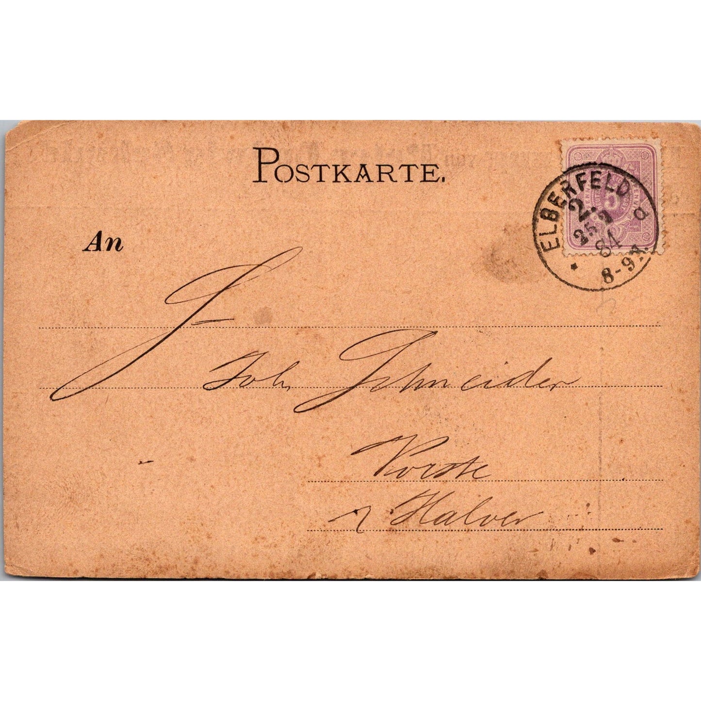 Bestellung von Peter Ludwig Schmidt Elberfeld 1884 German Reich Postcard P5-12
