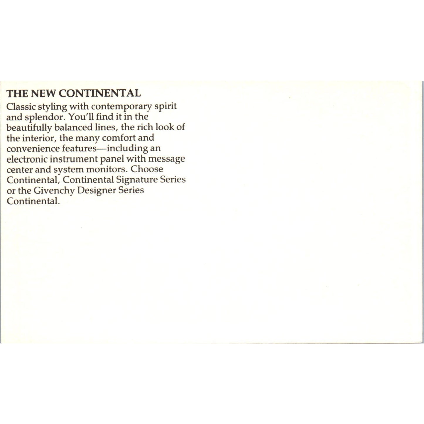 Lincoln Continental Givenchy Designer Series Black Promo Vintage Postcard PC11