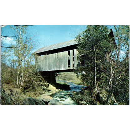 Covered Bridge at Stowe VT Vintage Covered Bridge Postcard PD6