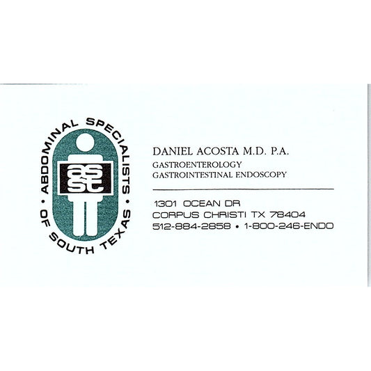 Daniel Acosta Gastroenterology Corpus Christi Vintage Business Card SC9-B1