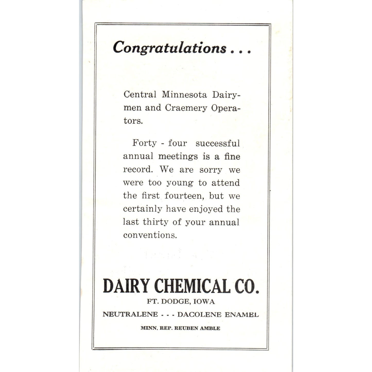 Dairy Chemical Co Ft. Dodge IA, A&P Tea Co Butter Department 1953 Ad AE9-DC1