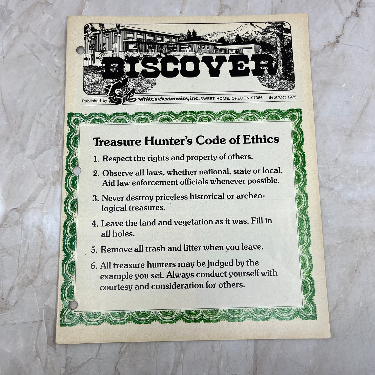 1975 Sep/Oct White's Electronics Discover Newsletter Metal Detector Treasure M19