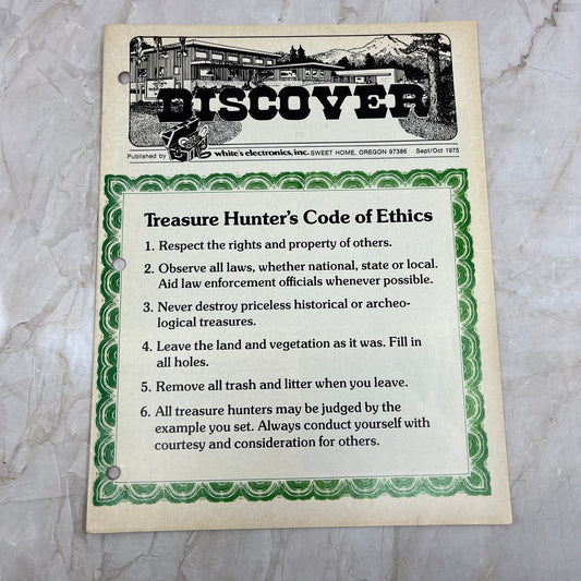 1975 Sep/Oct White's Electronics Discover Newsletter Metal Detector Treasure M19