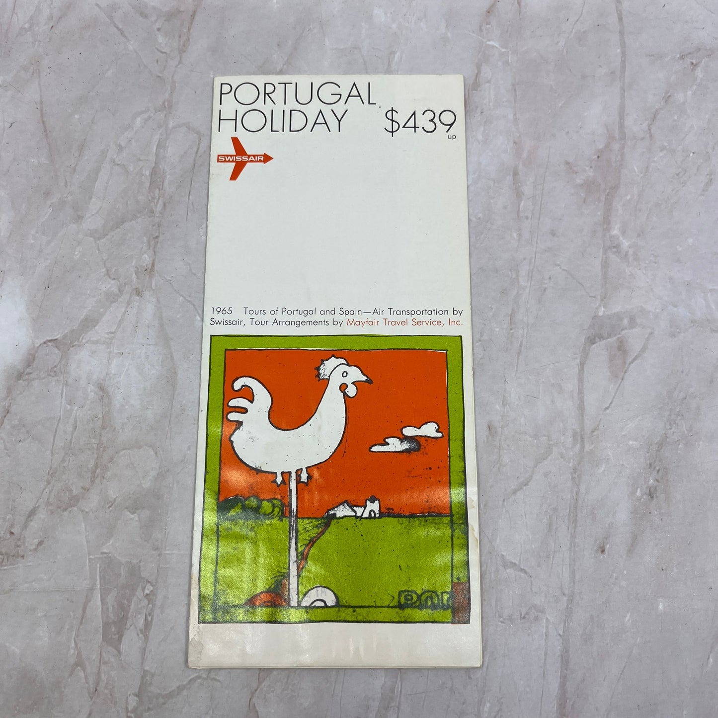 1965 Portugal Holiday SwissAir Timetables Travel Guide Fold Out Brochure TG7-EK