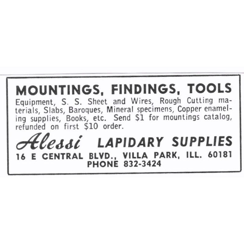 Alessi Lapidary Supplies Villa Park Illinois 1972 Ad AF8-S4