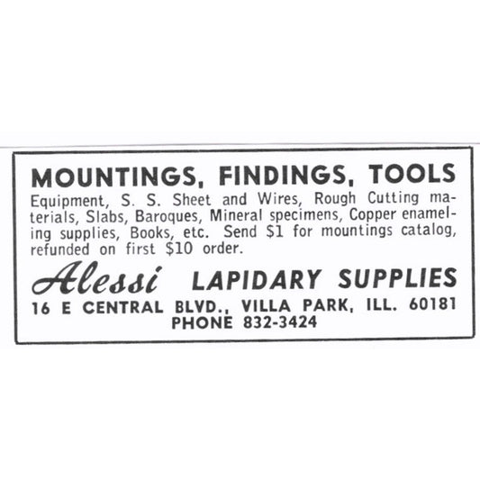 Alessi Lapidary Supplies Villa Park Illinois 1972 Ad AF8-S4