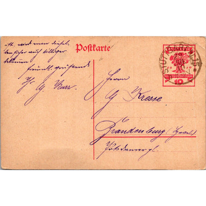 Kresse Stuttgart Brandenburg 1919 German Reich Postcard TE2-GRQ