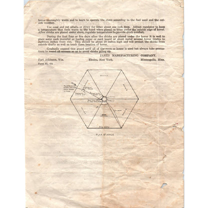 Vintage Instructions for Jamesway Hover for Brooder Stove James Mfg Co 10