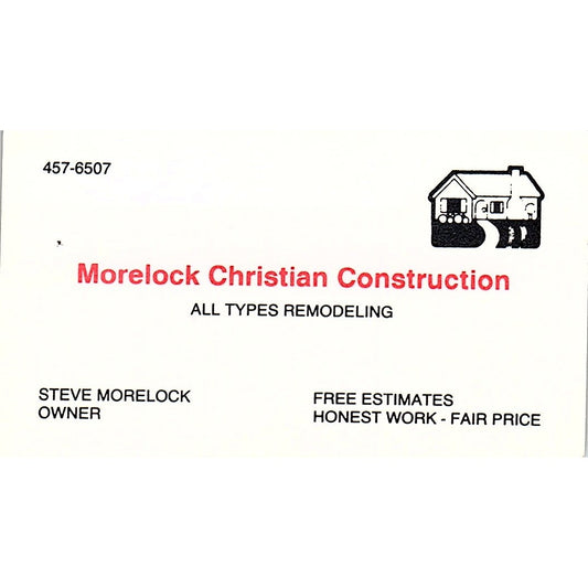 Steve Morelock Christian Construction Vintage Business Card SD9-B3