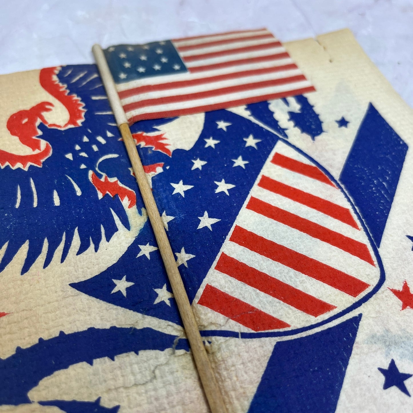 1940s 4th of July Napkin and Flag (Attached) TA9-E2