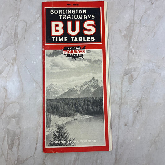 1947 Burlington Trailways Bus Time Tables Grand Tetons Wyoming TI8-S4